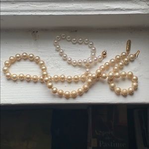 Pearl Necklace and Earrings (with gold clasps)